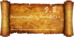 Vecsernyés Borbála névjegykártya